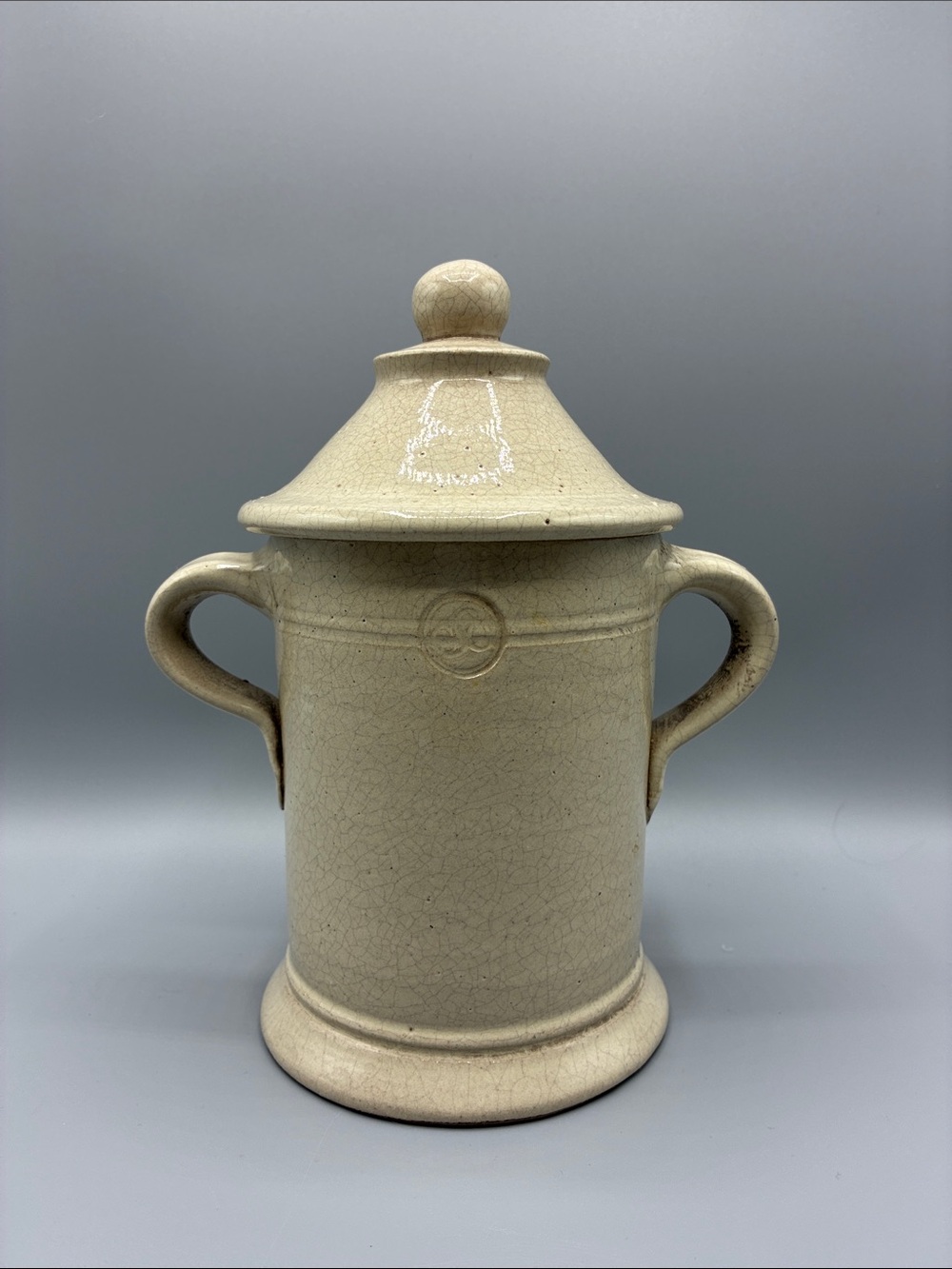 Rowe Pottery Cream Ceramic Lidded Canister with Dual Handles